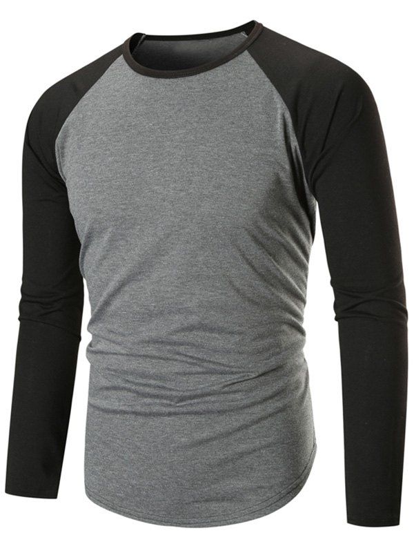 

Color Blocking Spliced Raglan Sleeve T-shirt, Dark gray