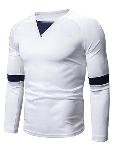 

Color Blocking Spliced Raglan Sleeve Casual T-shirt, White