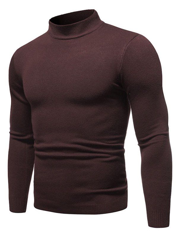 Shop Solid Color Mock Neck Pullover Sweater  