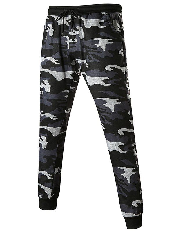 

Long Elastic Drawstring Fleece Sport Jogger Pants, Snow camouflage