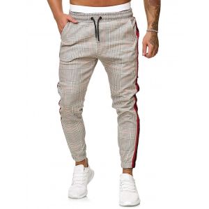 

Houndstooth Print Side Stripe Jogger Pants, Multi c