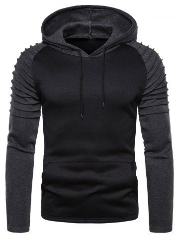 [23% OFF] Elbow Patch Long Sleeve Drawstring Pullover Hoodie | Rosegal