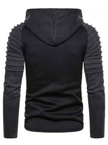 

Color Spliced Ruffle Long Sleeves Hoodie, Black