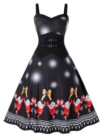 Plus Size Christmas Printed Vintage Swing Dress from rosegal rosegal Plus Size Christmas Printed Vintage Swing Dress