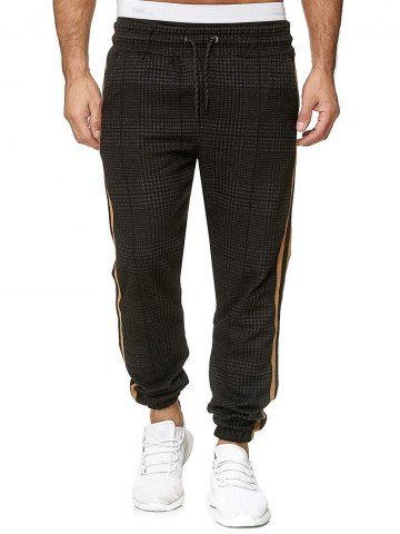 houndstooth print drawstring jogger pants