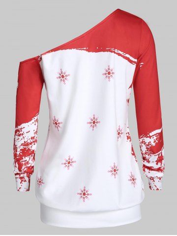 

Skew Neck Snowflake Dinosaur Print Christmas Sweatshirt, Multi-a