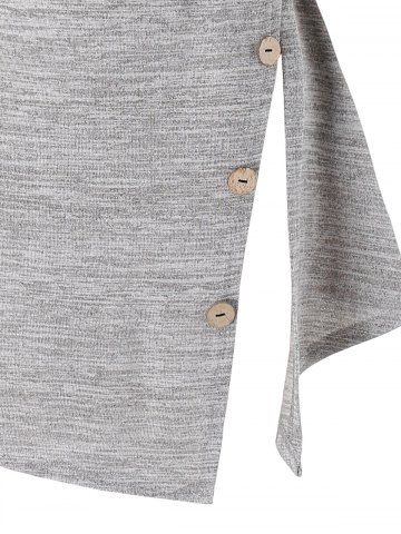 

Plus Size Cowl Front Side Slit Marled T Shirt, Gray cloud