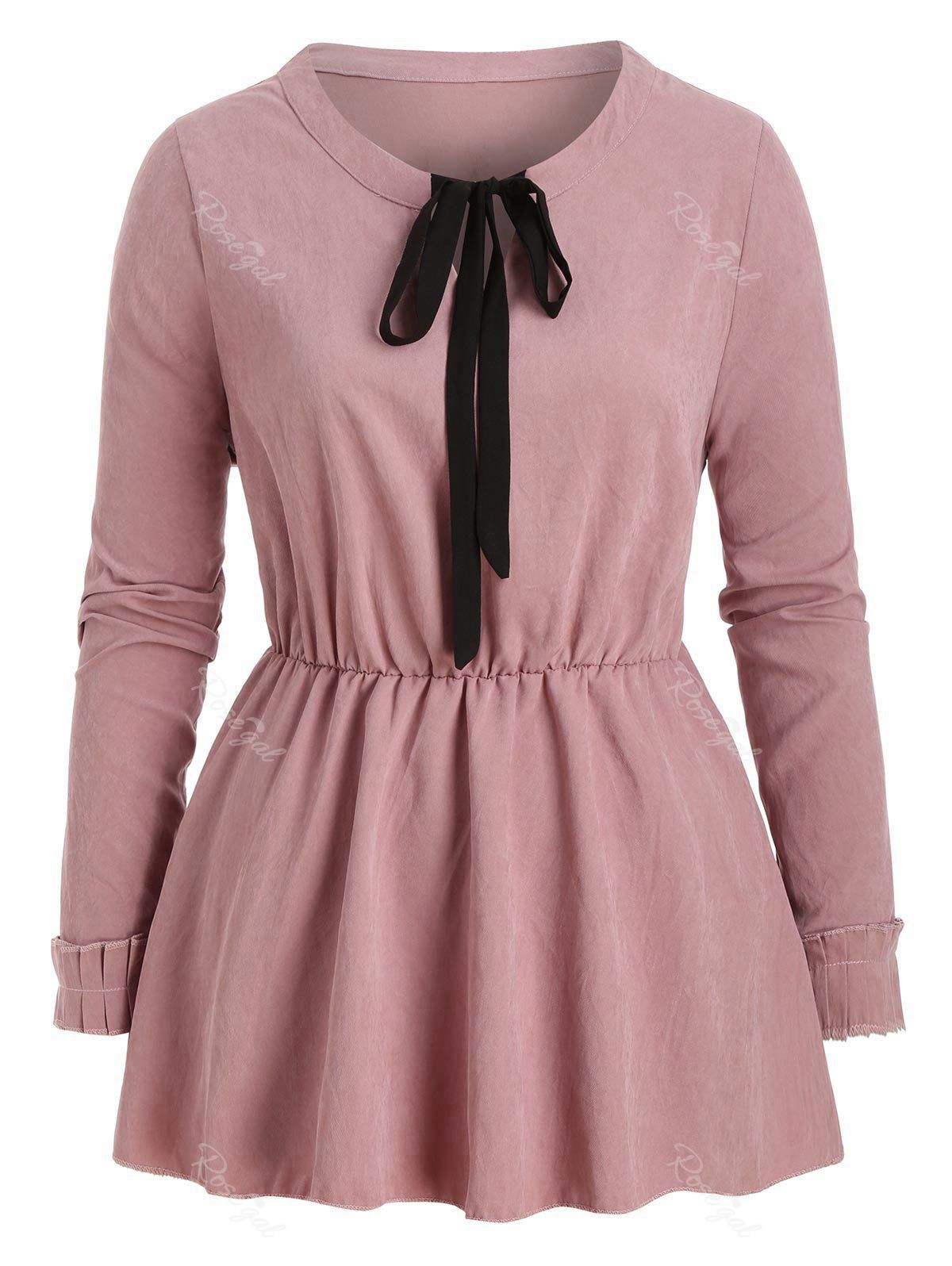 

Plus Size Bow Tie Peplum Top, Rose