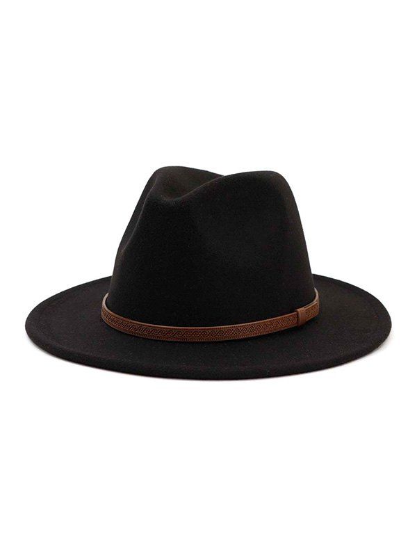 

Woolen Belt Design Jazz Hat, Black