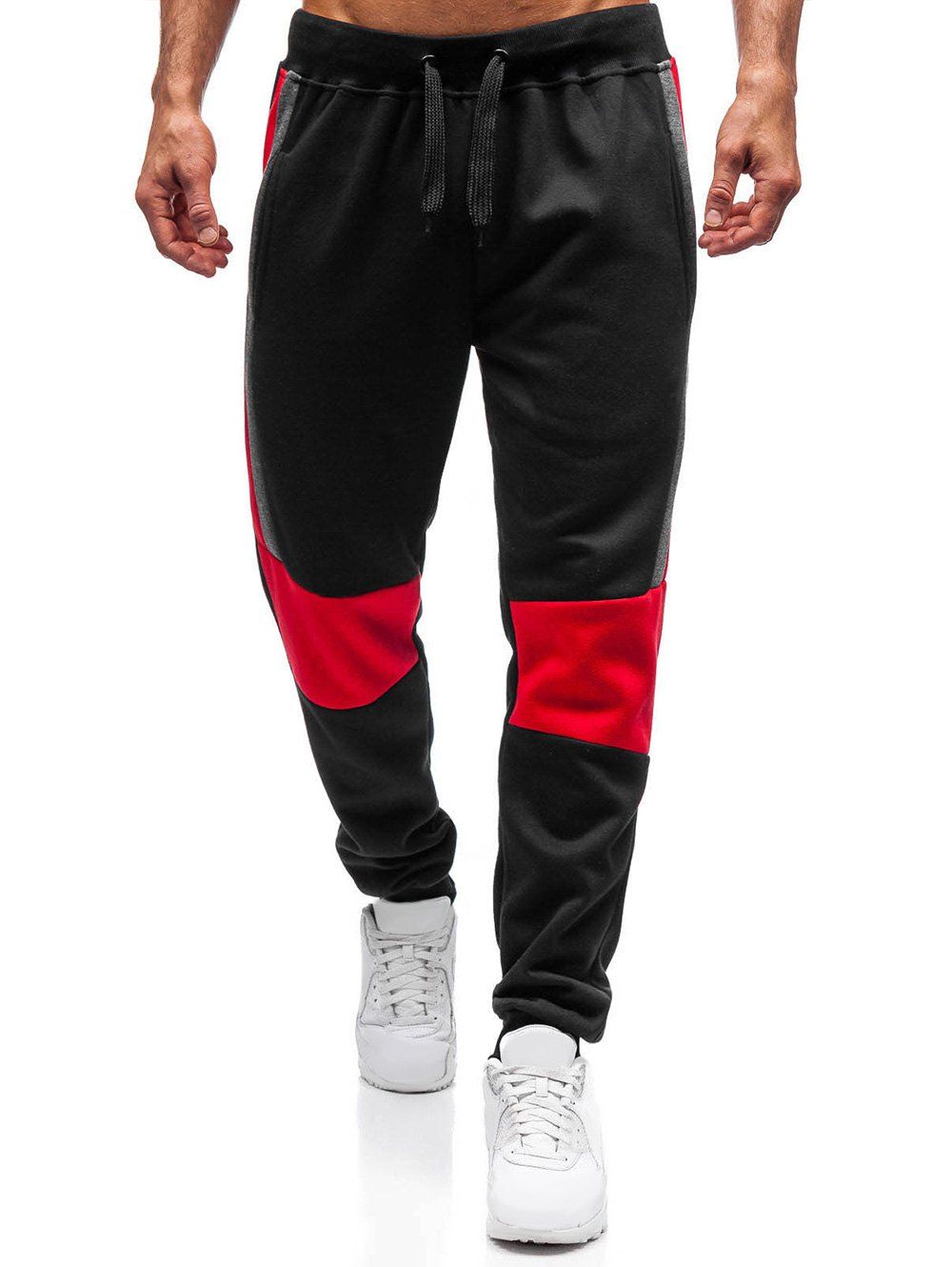 

Color Blocking Spliced Elastic Sport Jogger Pants, Black