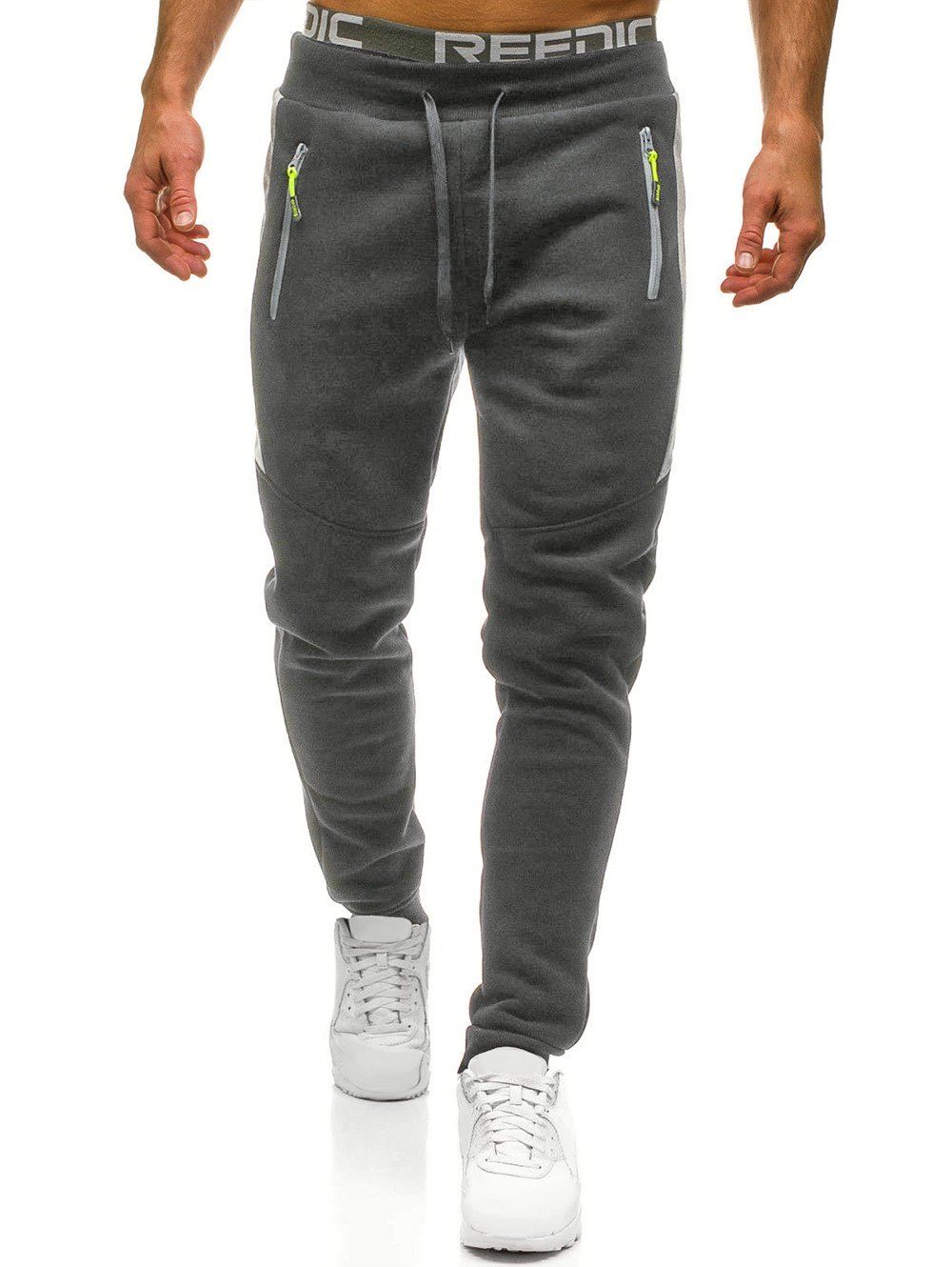 

Contrast Color Spliced Drawstring Sport Jogger Pants, Gray