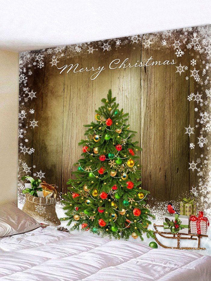 

Christmas Tree Wooden Board Print Tapestry Wall Hanging Art Decoration, Multi