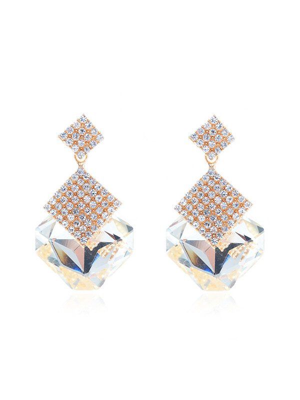 

Faux Crystal Rhinestone Geometric Evening Earrings, Champagne