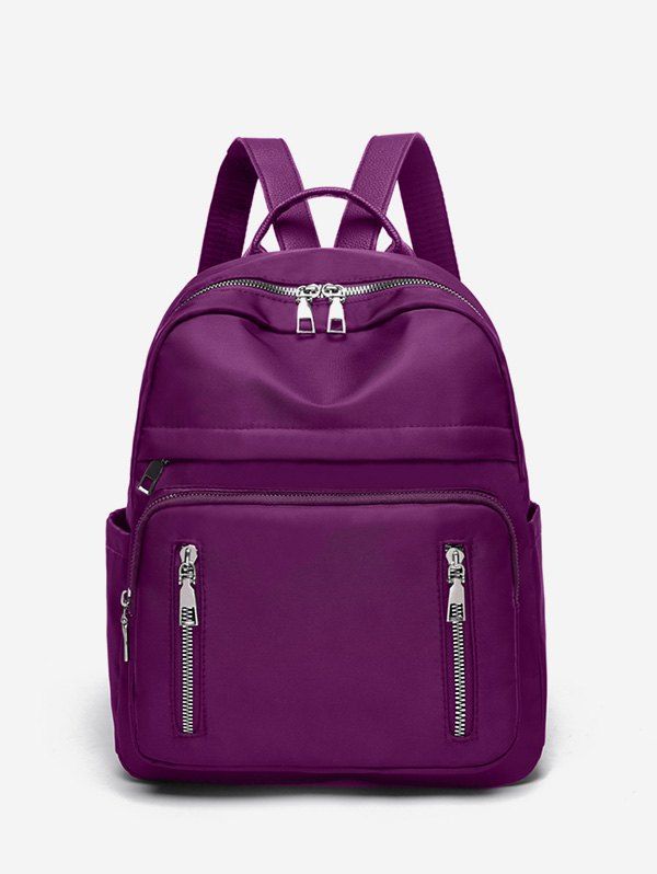 

Double Zipper Design Big Casual Backpack, Plum