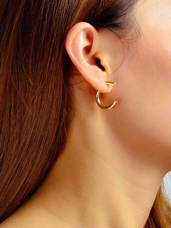 

C Shape Brief Stud Earrings, Gold