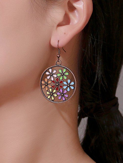 

Archaic Flower Hollow Round Earrings, Acu camouflage