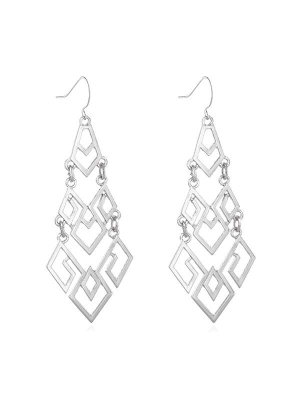 

Hollow Out Geometric Dangle Earrings, Silver
