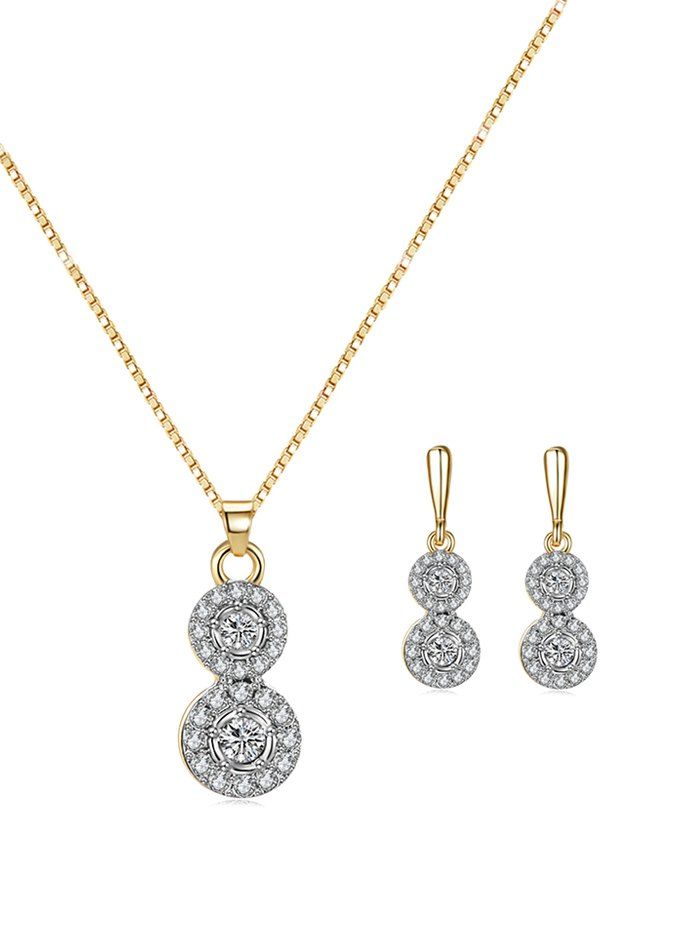 

Wedding Round Micro Pave Rhinestone Jewelry Set, Gold