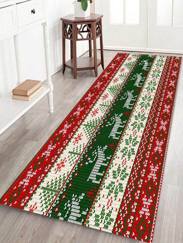 

Christmas Deer and Snowflake Pattern Water Absorption Area Rug, Multi