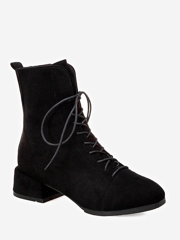 

Plain Lace Up Suede Ankle Boots, Black
