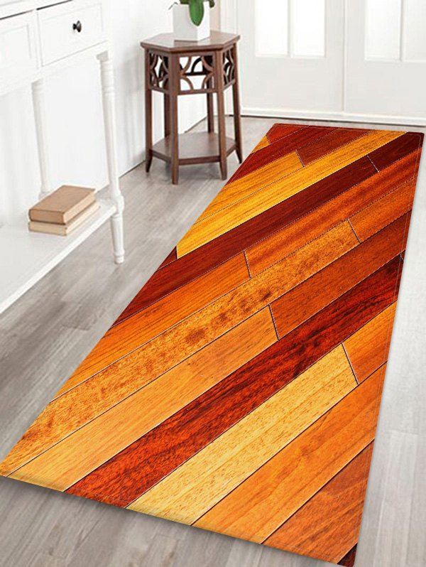 

Ombre Wooden Board Pattern Water Absorption Area Rug, Multi-g