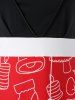 Robe de Soirée de Noël Vintage Imprimée Grande Taille - Rouge 1X