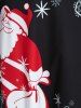 Cold Shoulder Ruffled Santa Claus Print Christmas Dress -  
