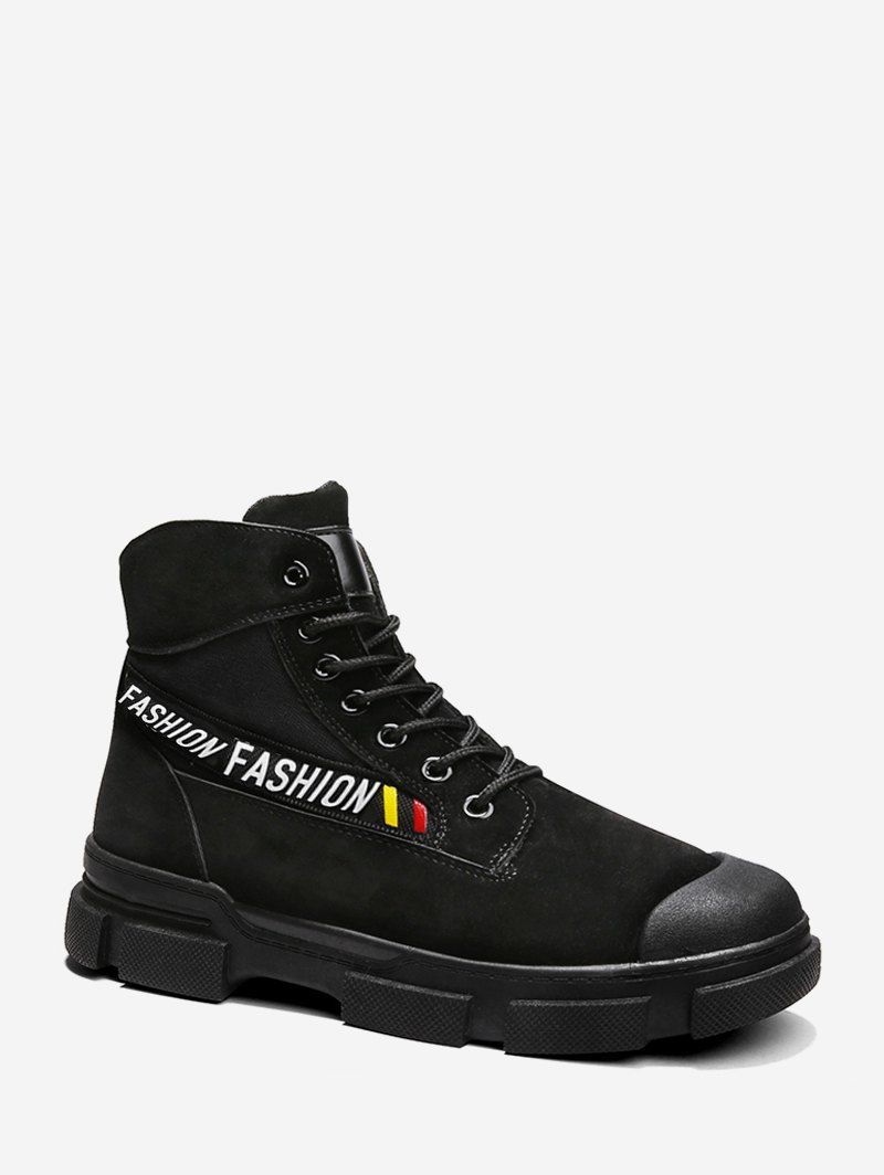 

Letter Graphic Canvas Ankle Boots, Black