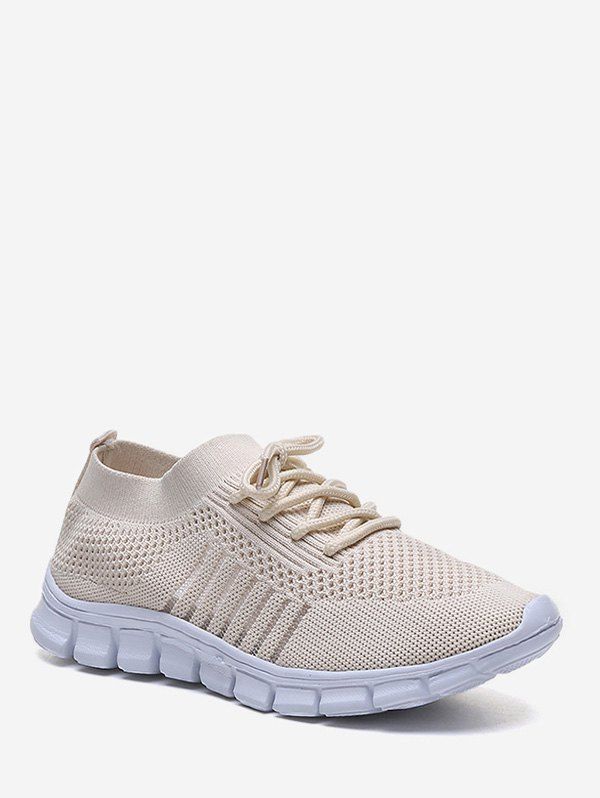 

Sheer Striped Woven Mesh Running Shoes, Cornsilk