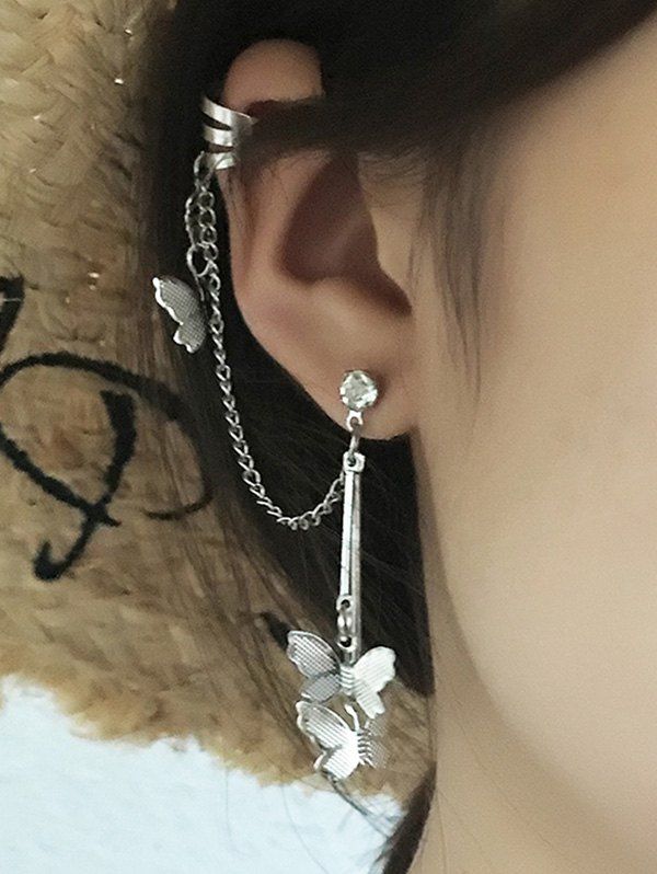 [25 OFF] Single Butterfly Chain Dangle Ear Cuff Rosegal