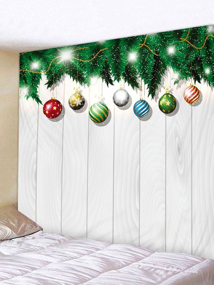 

Christmas Ball Wood Grain Print Wall Art Tapestry, Multi