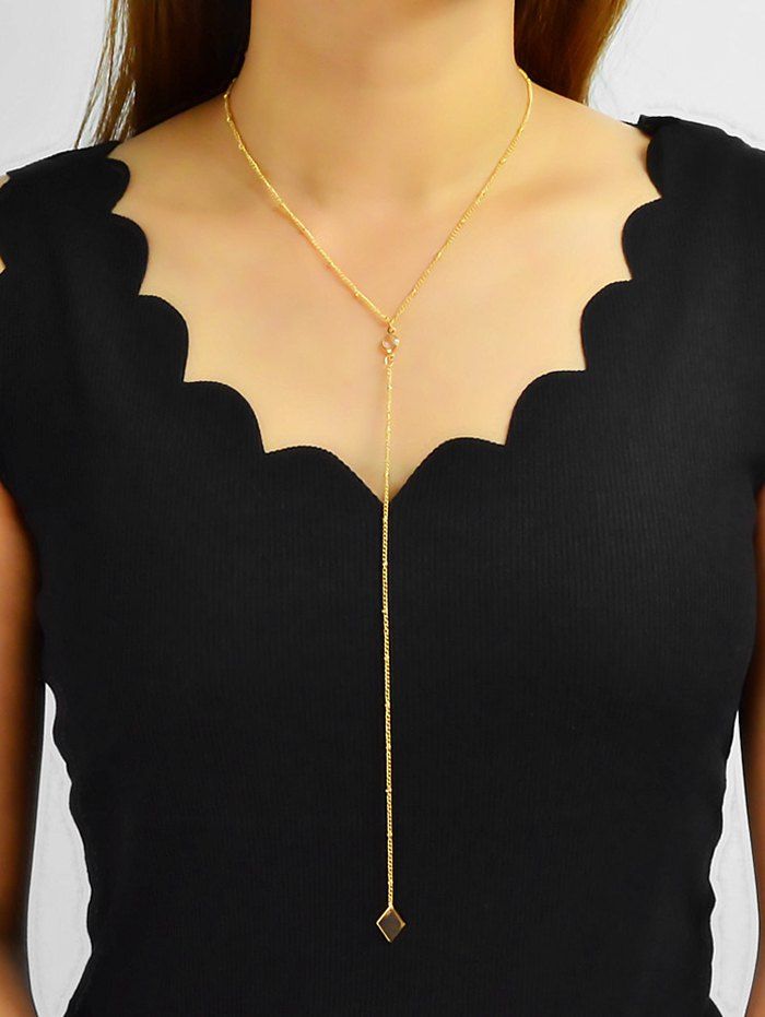 

Rhombus Long Chain Pendant Necklace, Gold