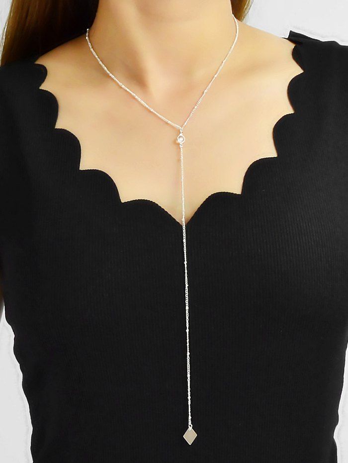 

Rhombus Long Chain Pendant Necklace, Silver