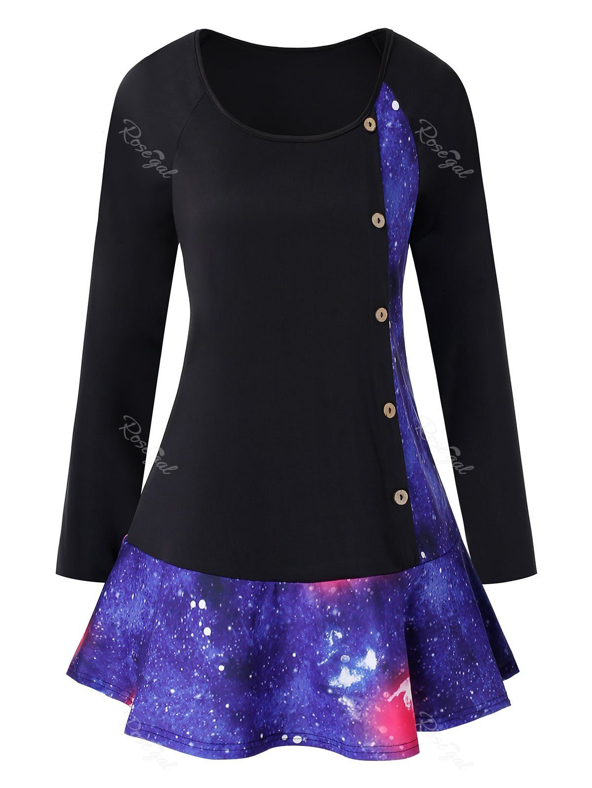 

Plus Size Flounce Plaid 3D Galaxy Santa Claus Print T-shirt, Multi
