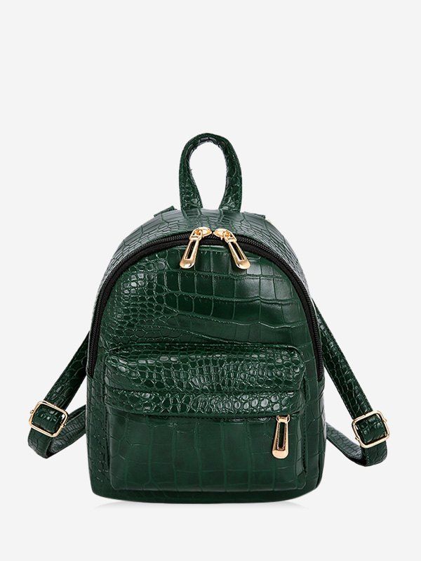 

Snakeskin Embossed Mini Backpack, Deep green