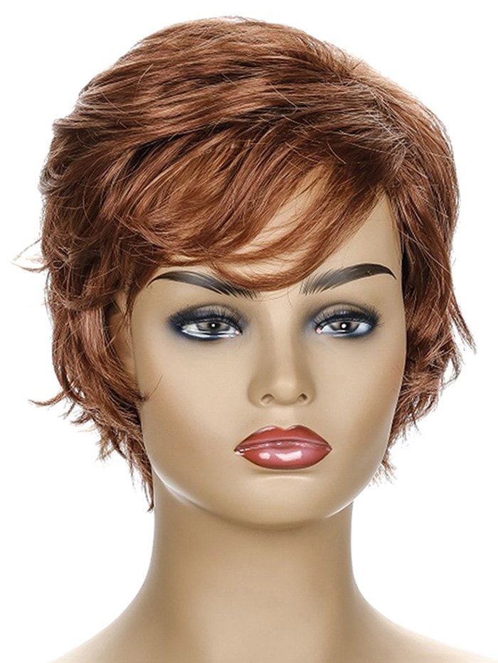 

Inclined Fringe Short Natural Straight Synthetic Wig, Mahogany