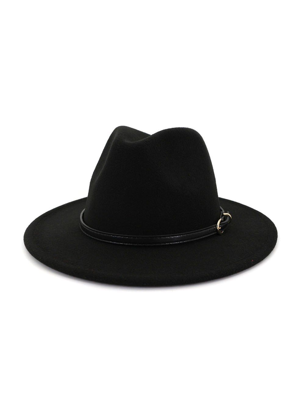 

European Jazz Flat-brim Hat, Black