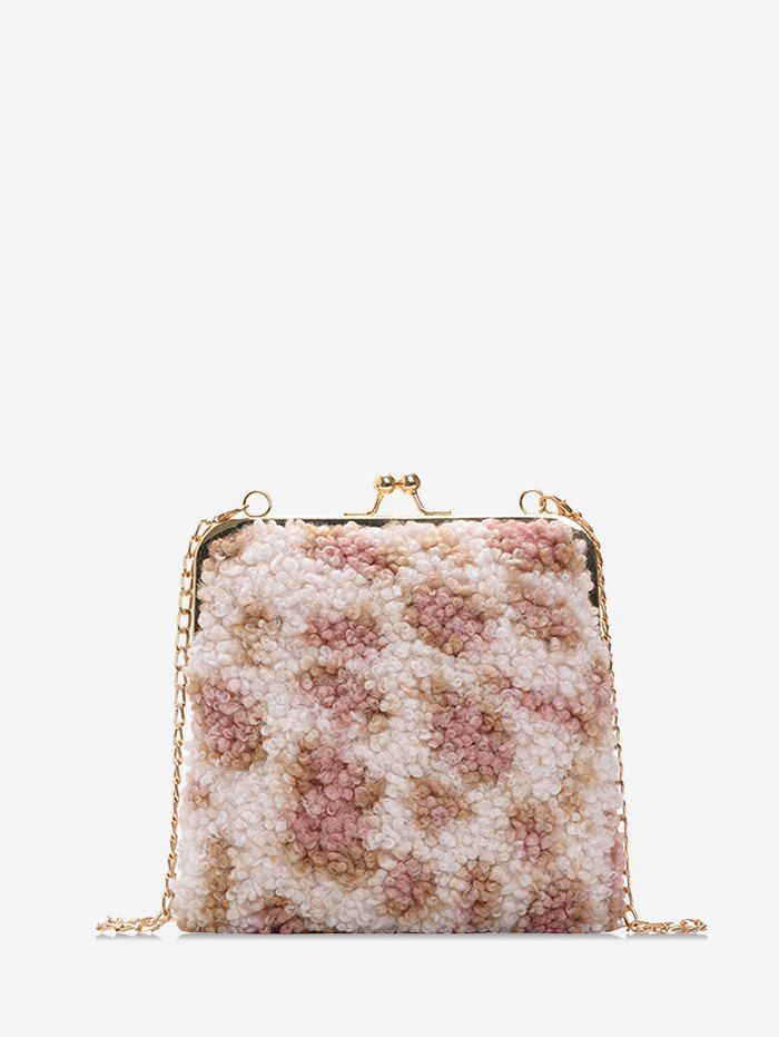 

Suede Leopard Pattern Chain Shoulder Bag, Rose