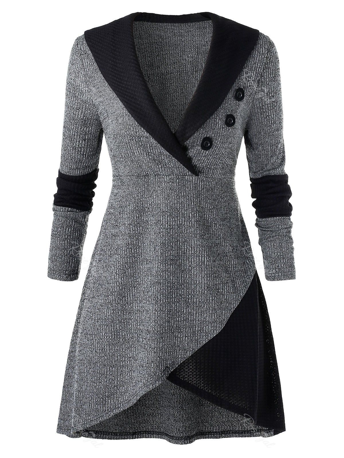 

Plus Size High Low Two Tone Marled Knitwear, Gray