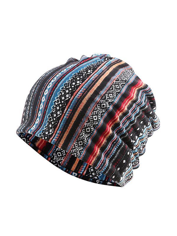 

Striped Pattern Sports Scarf Hat, Blue