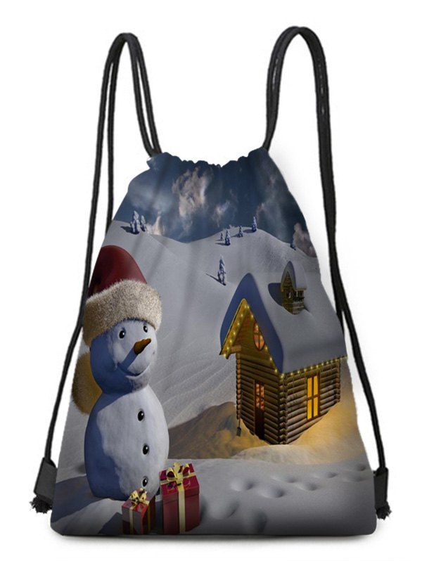 

Christmas Snowman Theme Drawstring Backpack Candy Bag, Multi-e