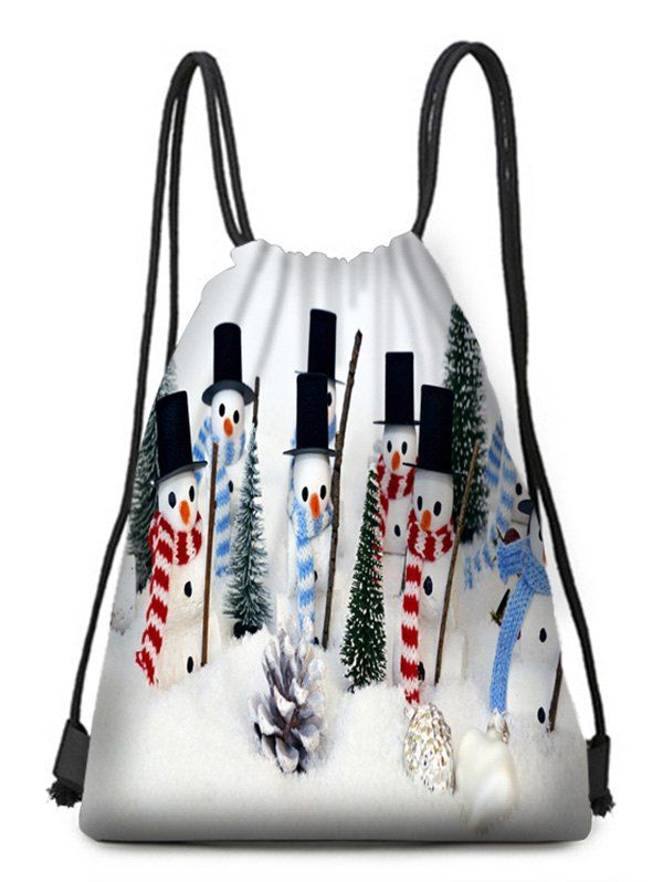 

Christmas Snowman Theme Drawstring Backpack Candy Bag, Multi-f