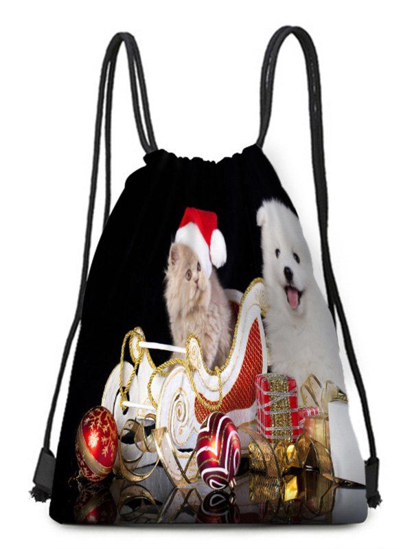 

Christmas Hat Animals Theme Drawstring Backpack Candy Bag, Multi-c
