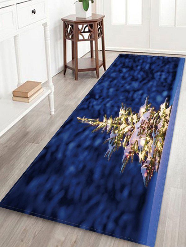 

Christmas Tree Snowfield Pattern Water Absorption Area Rug, Navy blue