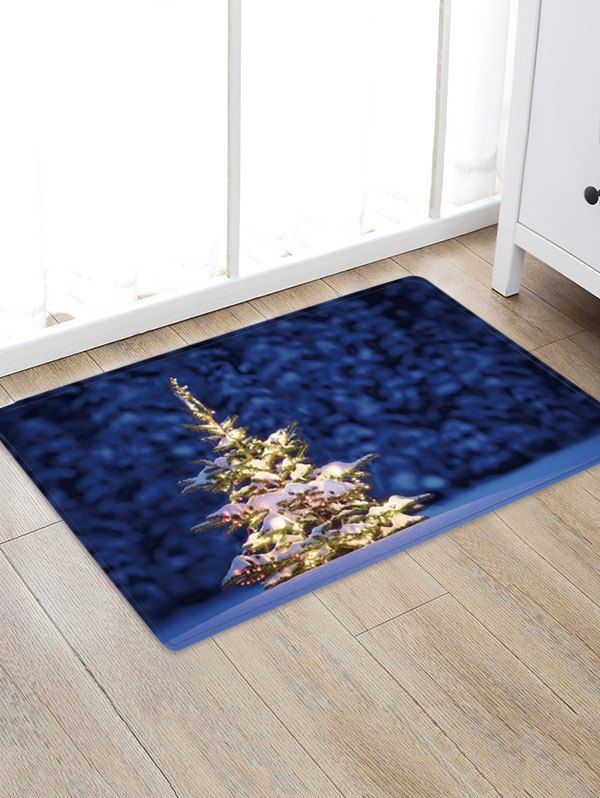 

Christmas Tree Snowfield Pattern Water Absorption Area Rug, Navy blue