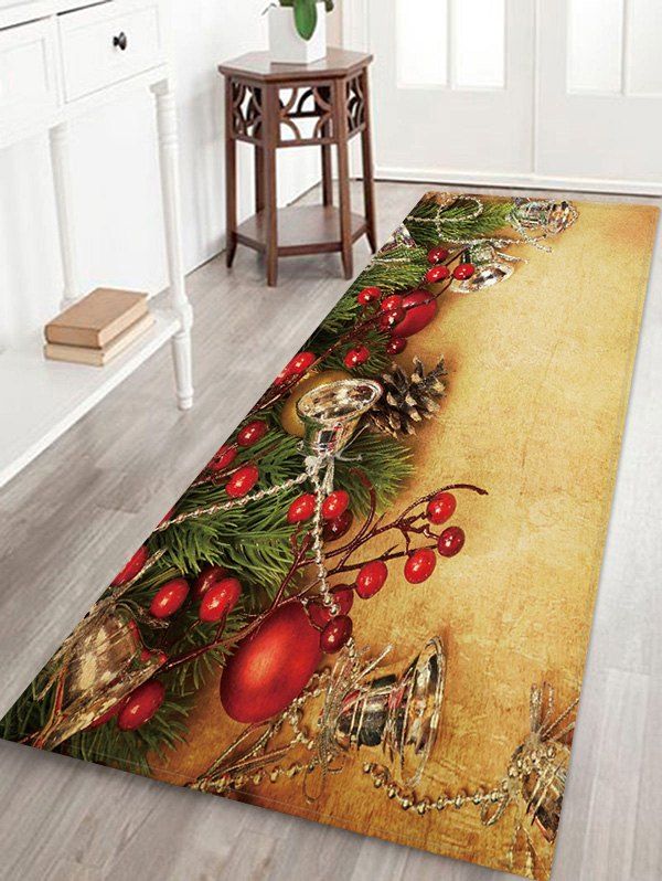 

Christmas Bells Branch Pattern Water Absorption Area Rug, Camel brown
