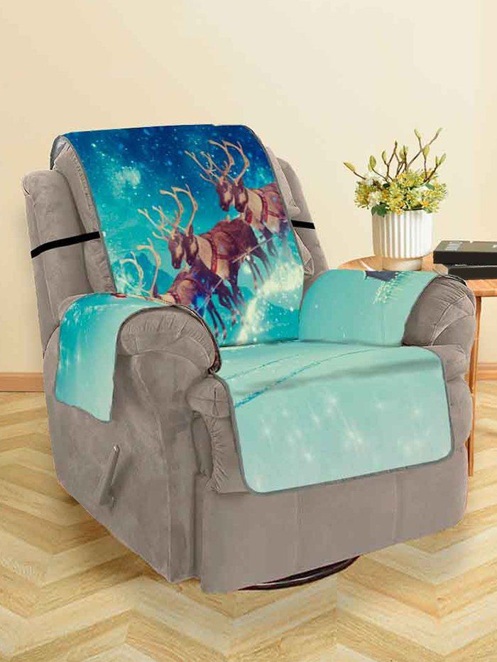 

Christmas Elk Sleigh Patterned Couch Cover, Multi