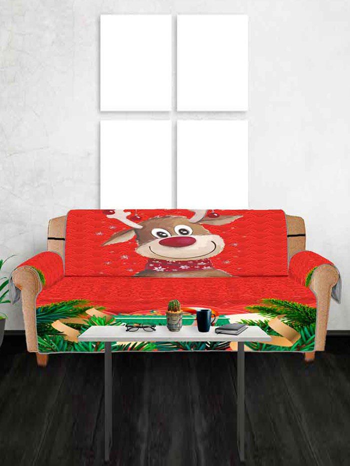 

Christmas Cartoon Elk Pattern Couch Cover, Multi