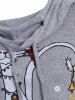 Plus Size Christmas Hooded Cat Print Asymmetric Sweater -  