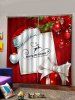 2 Panels Christmas Card and Gift Print Window Curtains -  